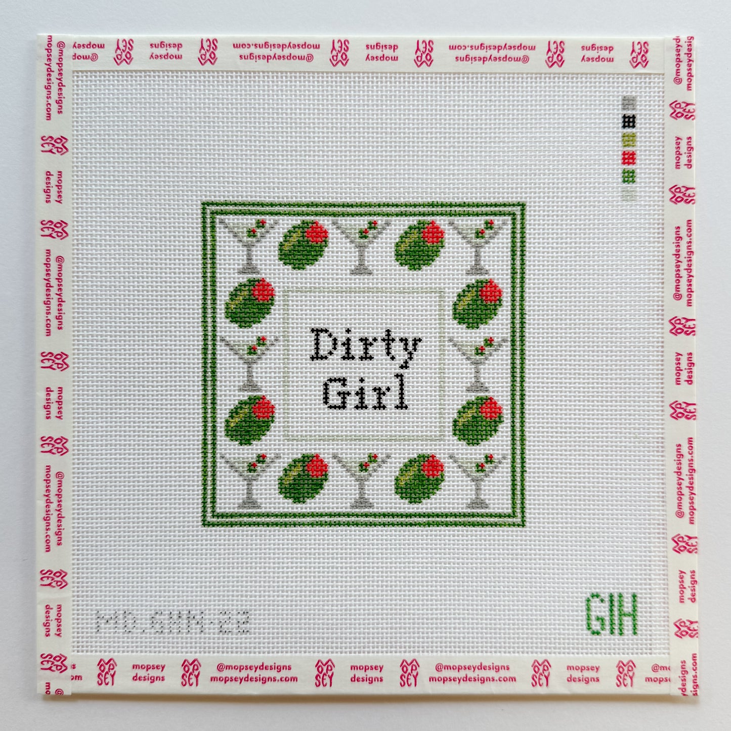Green Heart Needlepoint: Dirty Girl Coaster