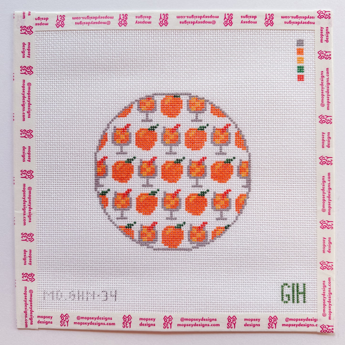 Green Heart Needlepoint: Sprtiz Round Coaster