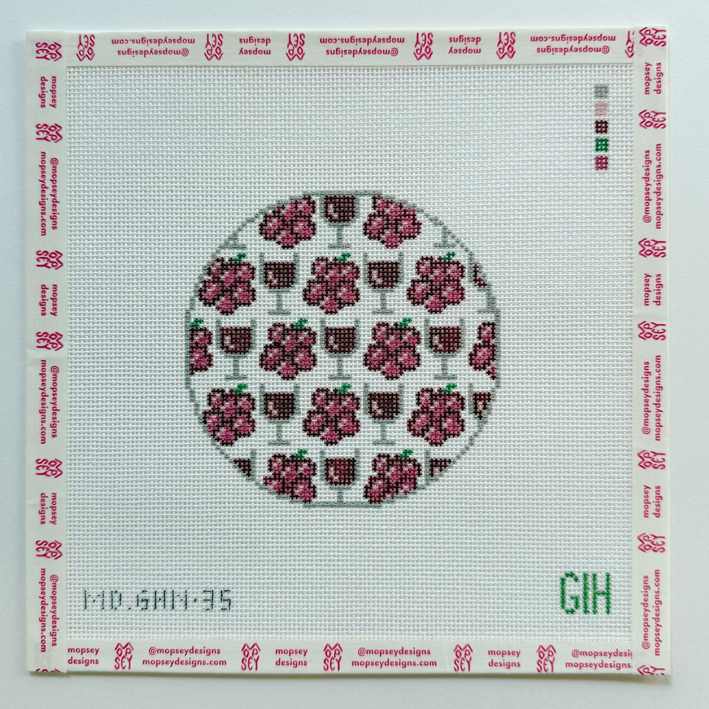 Green Heart Needlepoint: Wine Round Coaster