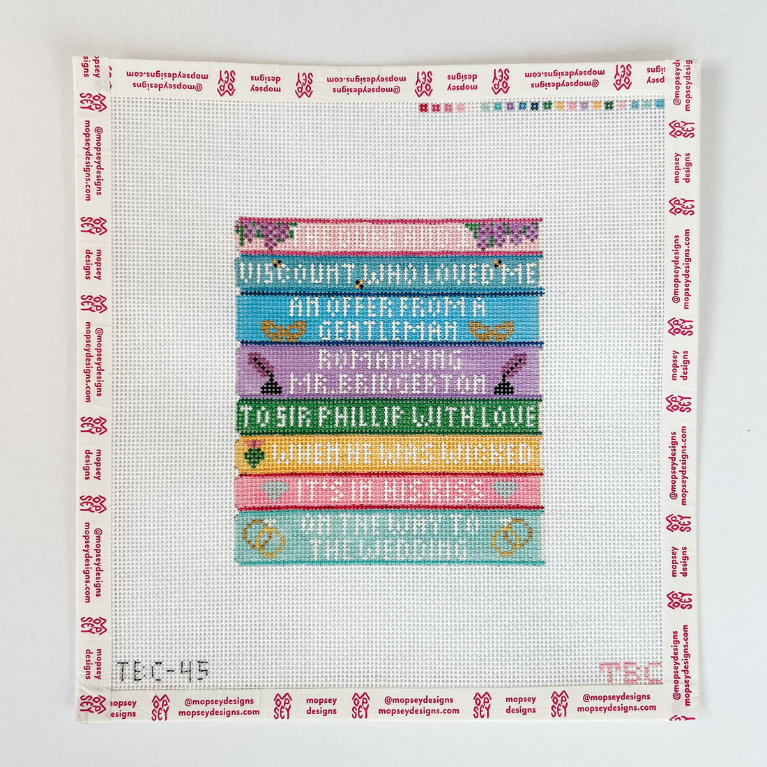 The Book Canvas Bridgerton Book Stack Mopsey Designs Needlepoint