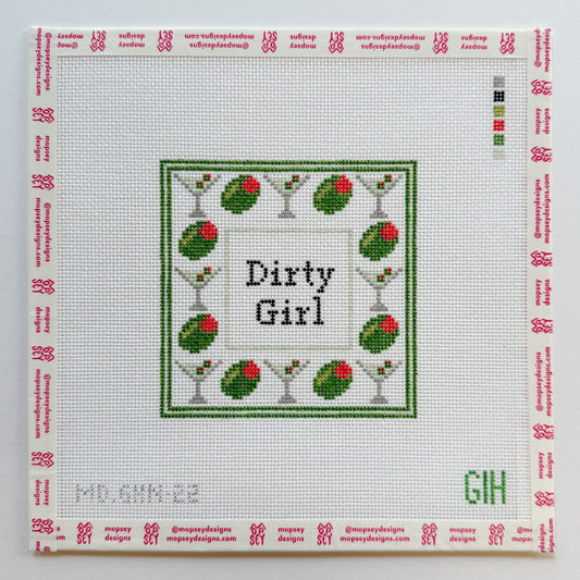 Green Heart Needlepoint: Dirty Girl Coaster