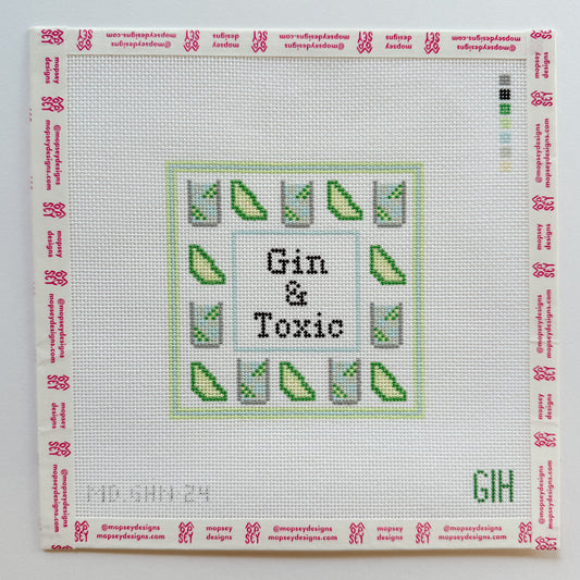 Green Heart Needlepoint: Gin & Toxic Coaster