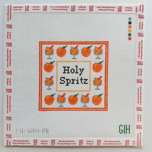 Green Heart Needlepoint: Holy Spritz Coaster