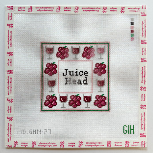 Green Heart Needlepoint: Juice Head Coaster