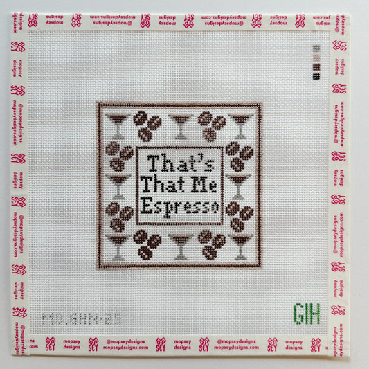 Green Heart Needlepoint: That's That Me Espresso Coaster