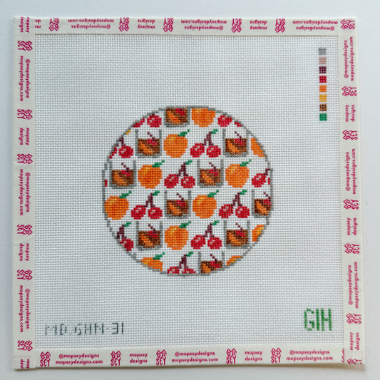 Green Heart Needlepoint: Old Fashioned Round Coaster