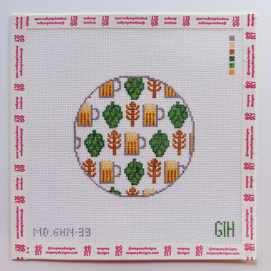 Green Heart Needlepoint: Beer Round Coaseter