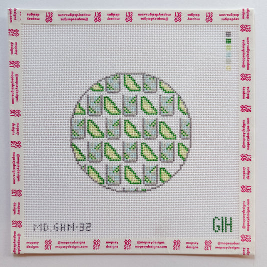 Green Heart Needlepoint: Gin & Tonic Round Coaster