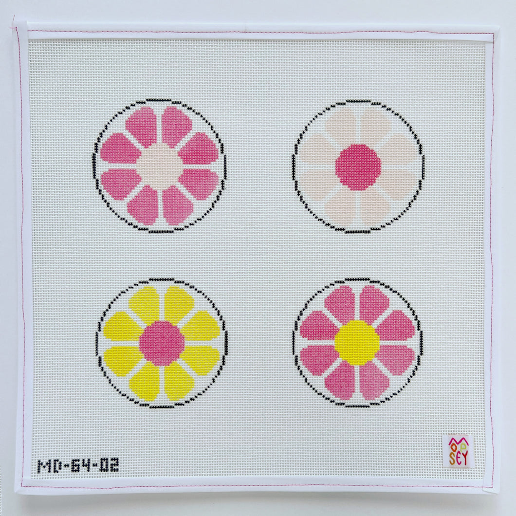Mod Floral Coasters - Pink & Yellow
